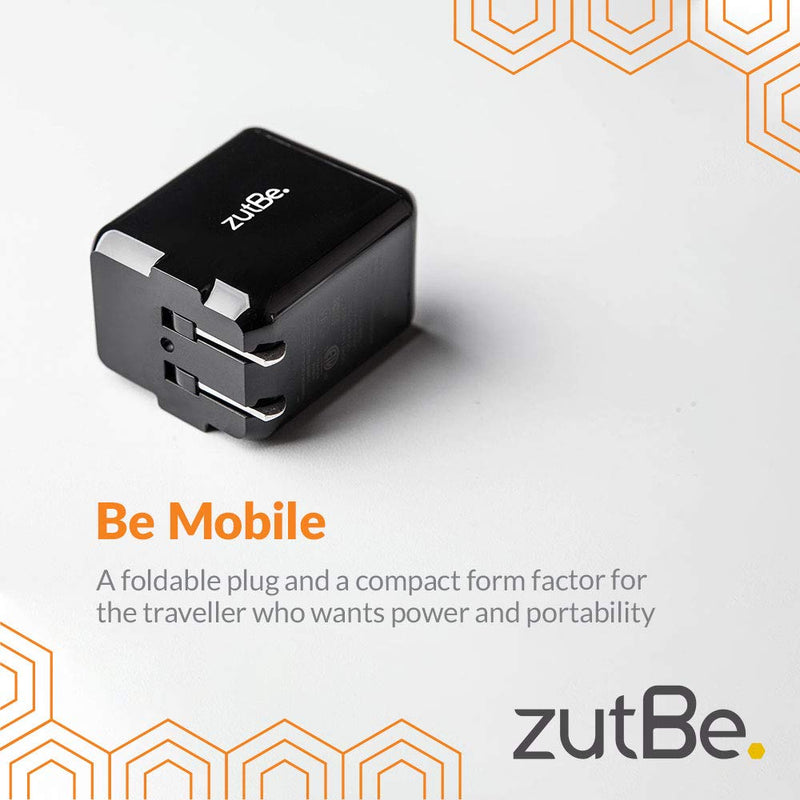 [Australia - AusPower] - zutBe Dual Port USB-A Foldable 30W, 2.4A Fast Foldable Plug, 1 Quick Charge QC 3.0 Wall Charger Compatible with iPhone 13 12 SE 11 X 8 7 & iPad Samsung Galaxy [Be Charitable, Durable, Confident] 
