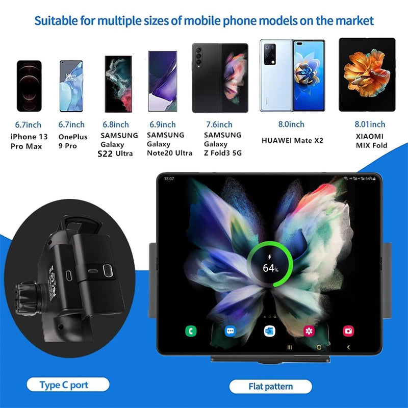 [Australia - AusPower] - DearHot 15W Qi Wireless Car Charger Mount Holder Compatible for Samsung Galaxy Z Fold3 Z Fold2 Fold S22 Ultra Google Pixel 6 Pro iPhone 13 Pro Max 12 Pro 4.3in-6.9in Phone Auto Clamp Fast Car Charger 