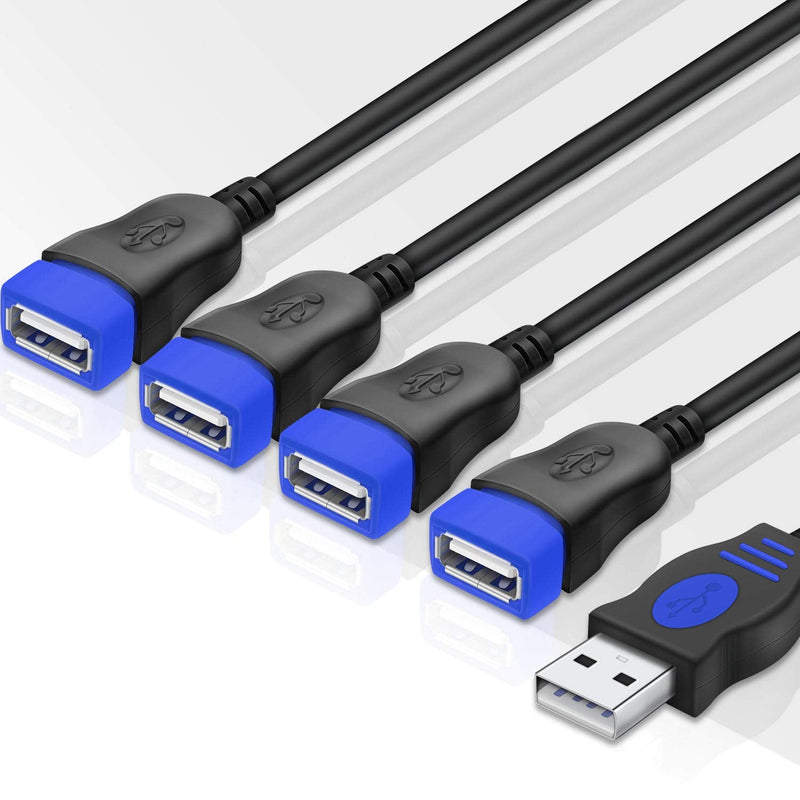 [Australia - AusPower] - USB 1 to 4 Splitter, ANDTOBO USB 2.0 Y Splitter Charger Cable USB 1 Male to 4 Female Power Cord Extension Hub Cable for PC/PS4/MacBook/Laptop/TV/LED Etc,Navy 