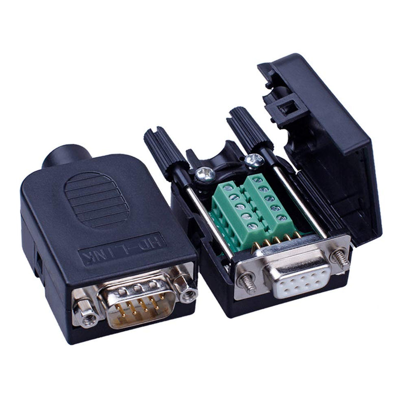[Australia - AusPower] - Anmbest 2PCS DB9 Solderless RS232 D-SUB Serial to 9-pin Port Terminal Male Adapter Connector Breakout Board with Case Long Bolts Tail Pipe (2PCS Male) 2PCS Male 