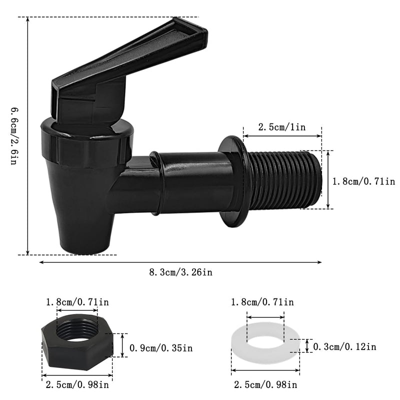 [Australia - AusPower] - 4 Pcs Replacement Cooler Faucet, Reusable Plastic Water Spigot, Dispenser Tap Set, Water Crock Tap Water Beverage Lever Pour Dispenser Valve, Water Crock Valve Gravity Water Spigot(Black, White) 