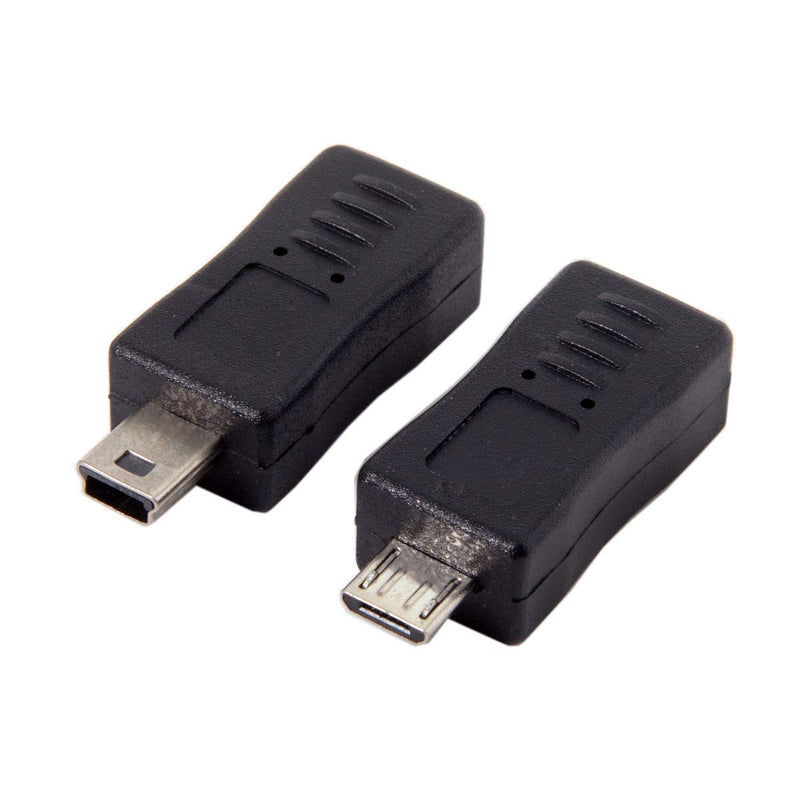 [Australia - AusPower] - CY 2pcs Mini USB Male to Micro USB 5pin Female & Mini Female to Micro Male Extension Adapter Black 