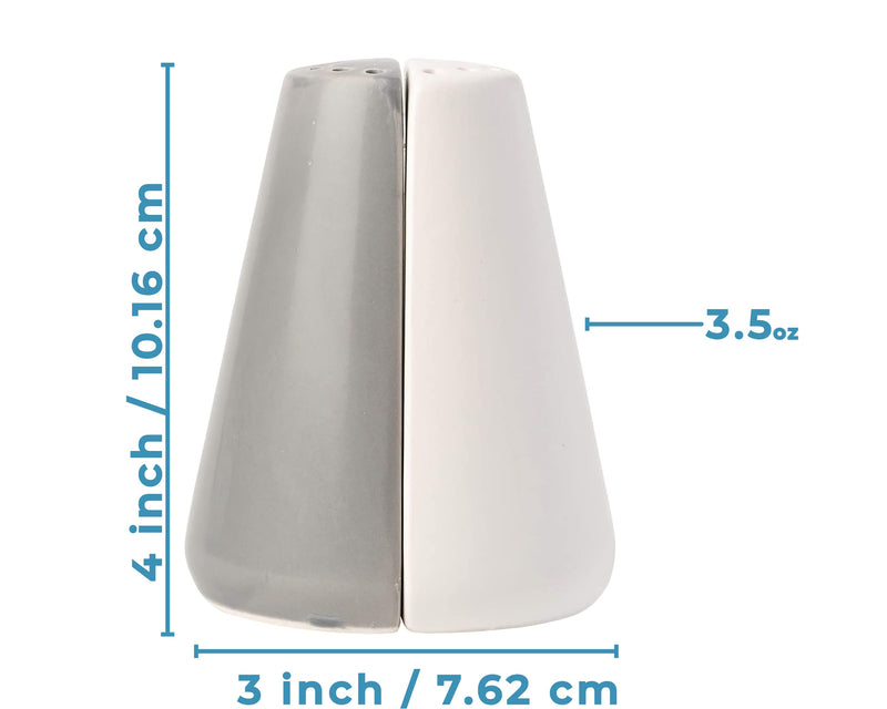 [Australia - AusPower] - Modern Salt & Pepper Shakers Made of Chip-free Ceramic - Contemporary Mill Set for Modern Kitchen Decor - Easy to refill, White & Grey Set 