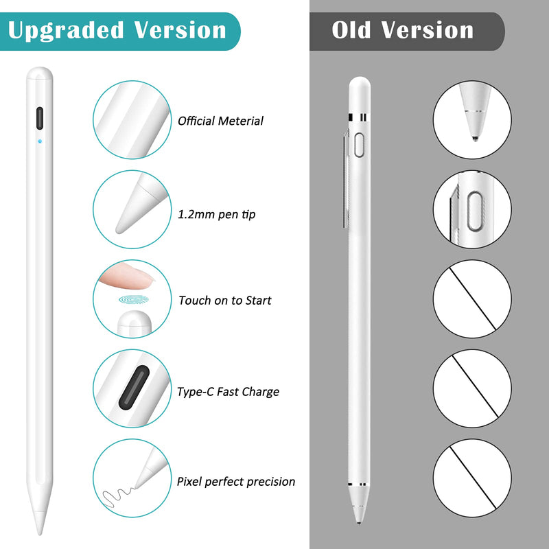 [Australia - AusPower] - Granarbol Stylus Pen for iPad Pencil,Rechargeable Active Stylus Pen Fine Point Digital Stylist Pencil Compatible with iPad iPhone,Capacitive Touch Screens Cellphone Tablets with 6 Replacement Tips 