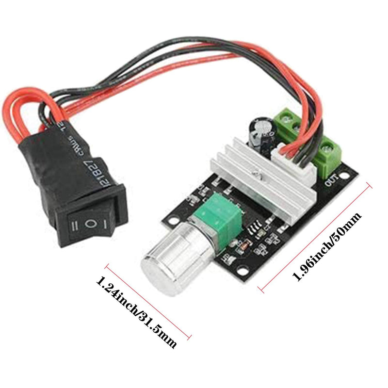 [Australia - AusPower] - DC Motor Speed Controller PWM 1203BB 6V12V24V 3A 80W speed adjustable reversible pulse forward and reverse control switch button (2PCS) 