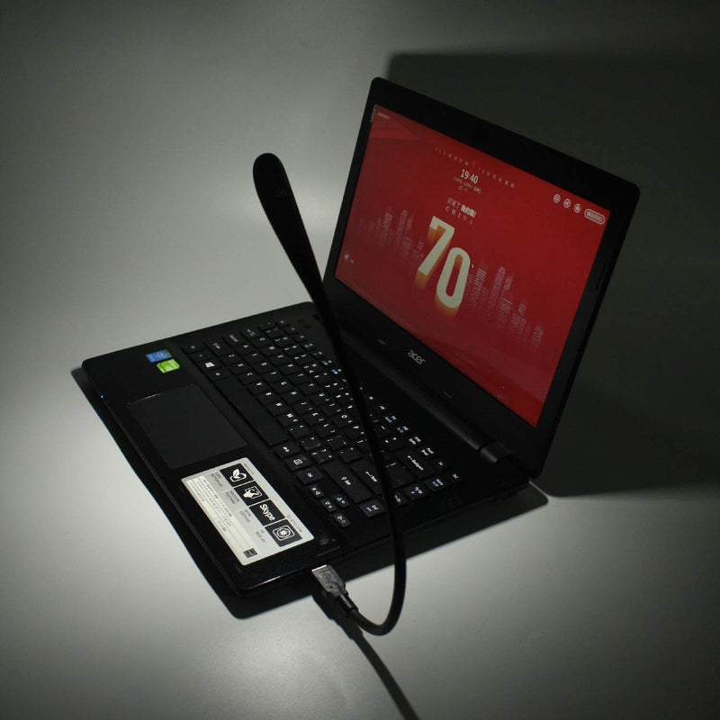 [Australia - AusPower] - EBYPHAN Dimmable USB Lamp, Flexible USB Keyboard Light, Mini USB Light for Laptop (14-LED-Bead, 3-Level Adjustable Brightness, On/Off Touch Switch, Black) 