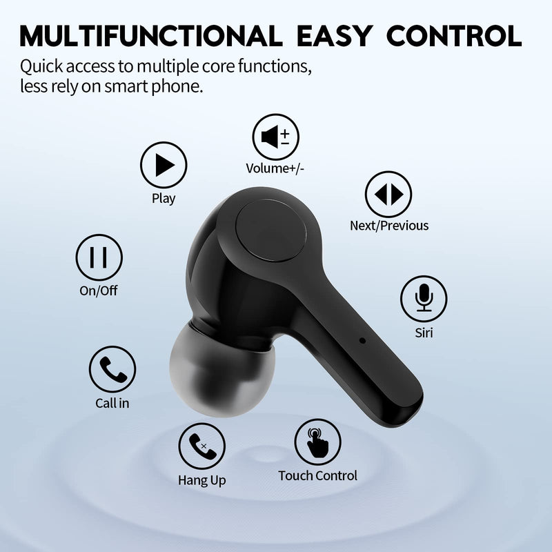 [Australia - AusPower] - Bluetooth 5.2 Wireless Earbuds,Deep Bass Loud Sound Comfortable for Small Ear LED 36H Playtime Clear Call with 4 Microphones in-Ear Stereo Headphones Compatible for iPhone Android,Workout-Black Black 