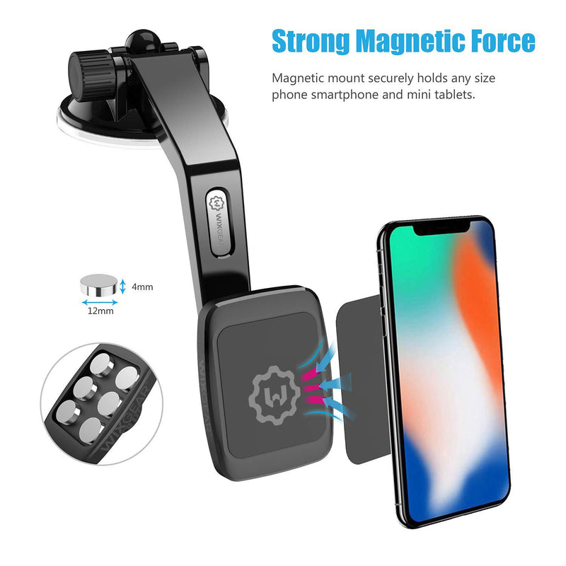[Australia - AusPower] - Magnetic Mount, WixGear Universal Dashboard Curved Magnetic Phone Car Mount Holder for Cell Phones and Mini Tablets with Fast Swift-snap Technology, Magnetic Cell Phone Mount 