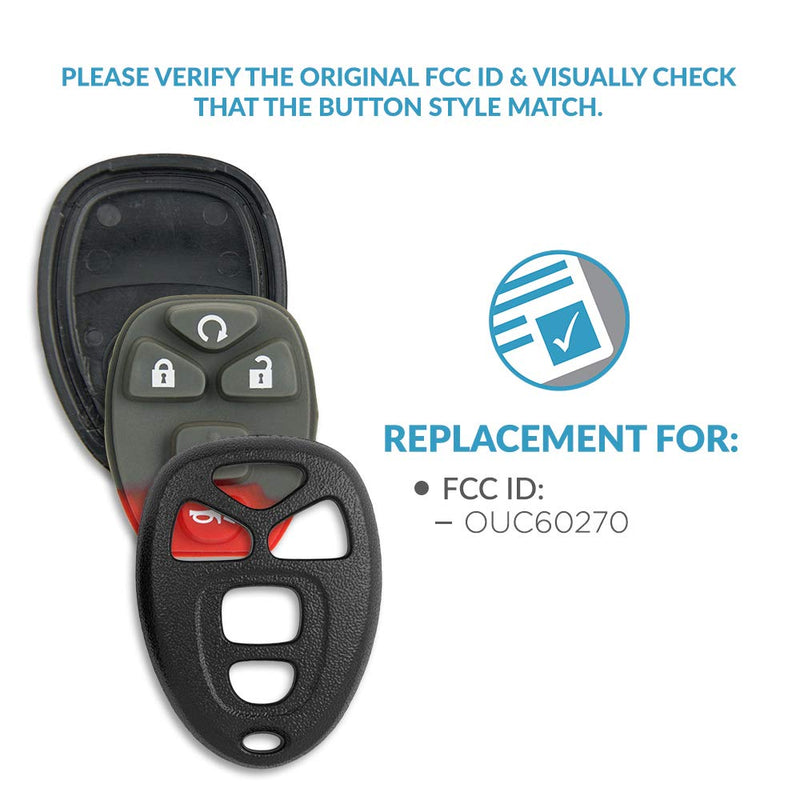[Australia - AusPower] - Keyless2Go Replacement for New Shell Case and 5 Button Pad for Remote Key Fob with FCC OUC60270 - Shell ONLY (2 Pack) 