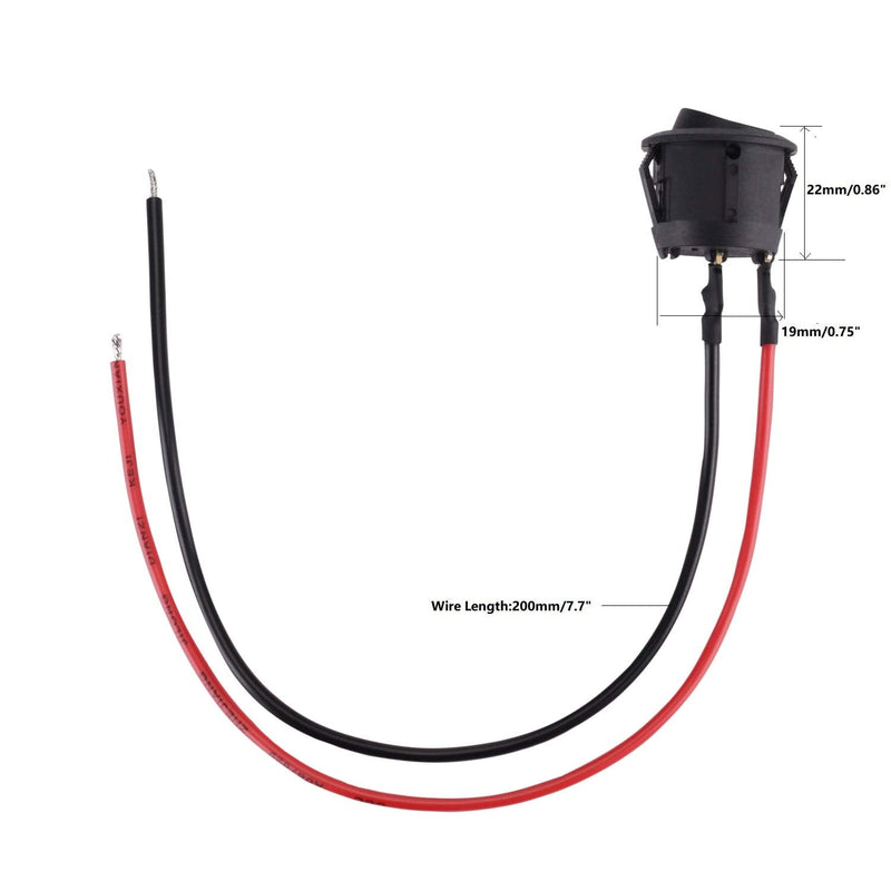 [Australia - AusPower] - 10PCS Solder SPST On/Off Mini Boat Rocker Switch AC 6A/250V 10A/125V 2Pin Toggle SPST Switch Snap with Lines (Round) Round 