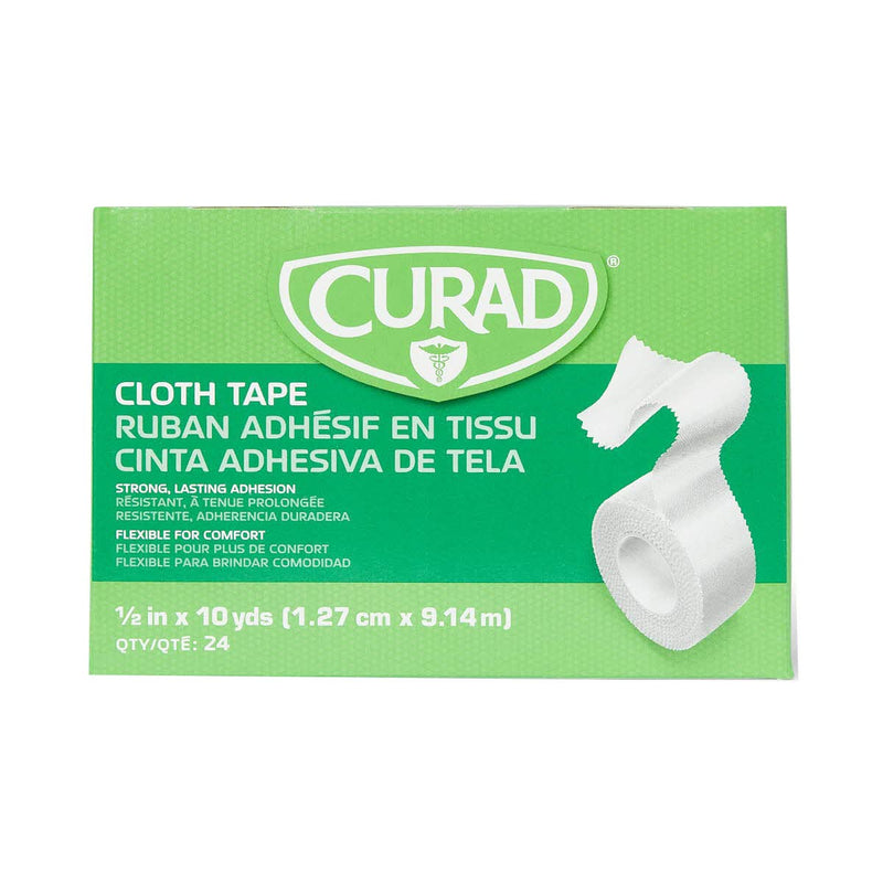 [Australia - AusPower] - CURAD Cloth Silk Adhesive Medical Tape, 1/2 Inch x 10 Yard Roll, Box of 24 