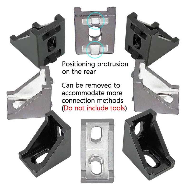 [Australia - AusPower] - 24 Sets Black 2020 Series Aluminum Extrusion Profile Connector Set,24 pcs Corner Brackets,with 48 pcs T-Nuts and Hex Screw Bolt for 6mm 20S T Slot Aluminum Profile Accessories 