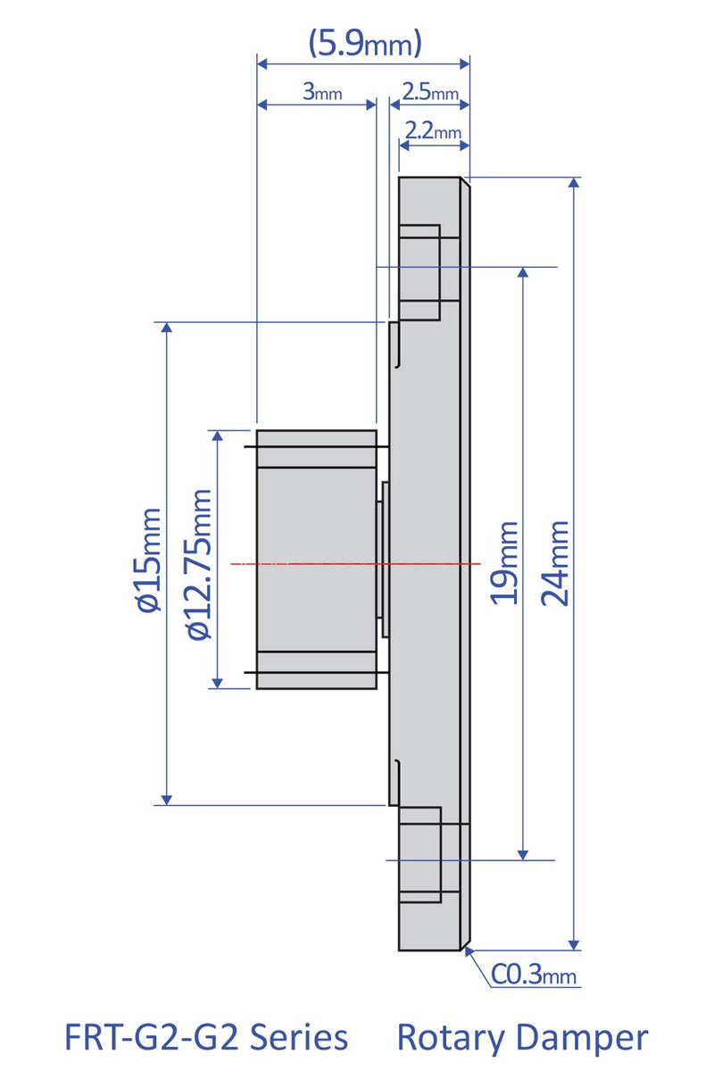 [Australia - AusPower] - Bansbach Easylift FRT-G2-101 G2 Rotary Dampers/Standard, 16.5 mm x 5 mm x 7.8 mm 