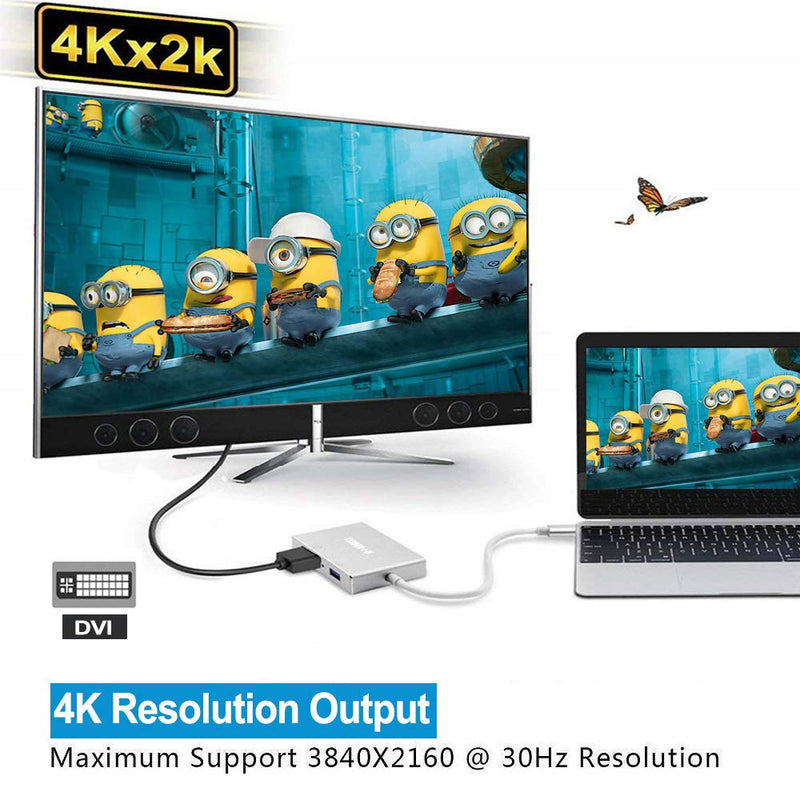 [Australia - AusPower] - USB C to HDMI/DVI/VGA Adapter, MONODEAL 4 in 1 USB 3.0 Type-C Hub VGA/HDMI/DVI Video Adapter, 4K UHD Male to Female Multi-Display Video Converter 
