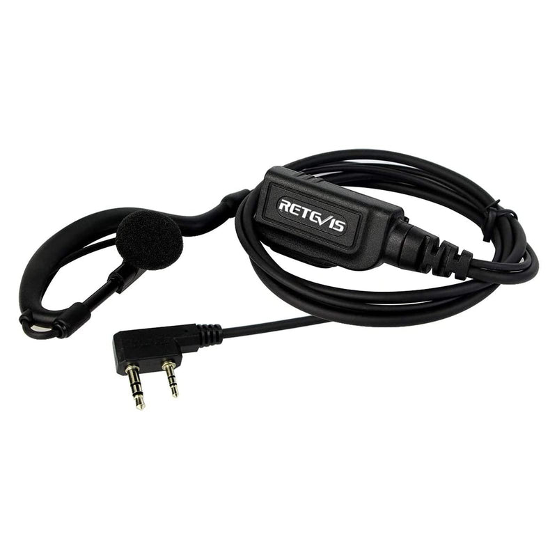 [Australia - AusPower] - Retevis Earhook Walkie Talkie Earpiece with Mic 2 Pin, Compatible with Retevis RT22 H-777 RT21 Baofeng UV-5R BF-888S pxton eSynic Walkie Talkies, C Shape Two Way Radio Headset with PTT(2 Pack) 