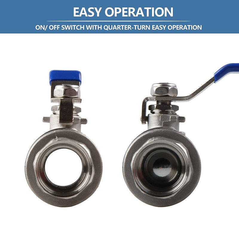 [Australia - AusPower] - YanTone 3/4 Inch Full Port Ball Valve, 304 Stainless Steel Shut Off Valve for Water Oil and Gas, 1000 PSI (WOG) - 3/4" NPT, 1 Piece 