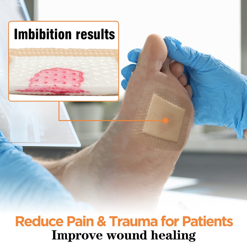 [Australia - AusPower] - Carbou Silicone Foam Dressing with Adhesive Gentle Border,3"x3" Waterproof Wound Dressing Bandage,High Absorbency Wound Pad,Silicone Foam Bandage for Wound Care 10 Pack 3x3 Inch (Pack of 10) 