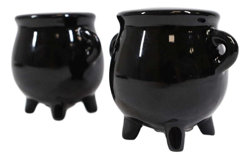 [Australia - AusPower] - Ebros Gift Halloween Witching Hour Wicca Witch Magic Black Cauldrons Salt And Pepper Shakers Set Ceramic Figurines Potion Cauldron Kitchen Tabletop Decor Collectible 