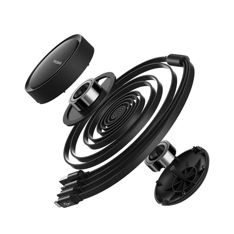 [Australia - AusPower] - Mcdodo 3 in 1 Retractable Flat Cable Adjustable Length Universal Multiple USB Charging Cord Adapter iOS/Type-C/Micro Compatible with Cell Phones Tablets and More (Charging Only) (4FT/1.2M, Black) 4FT/1.2M 
