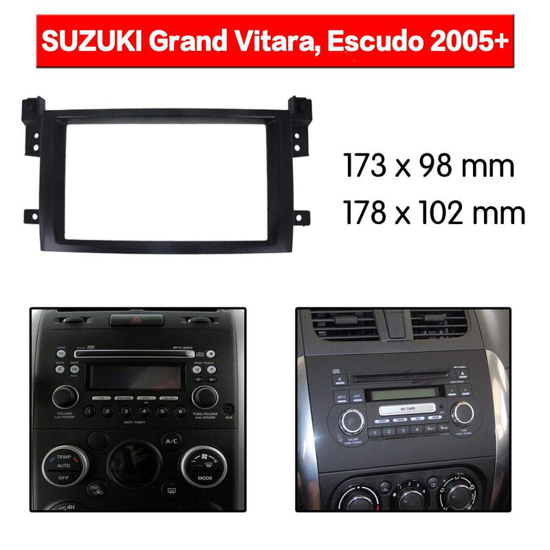 [Australia - AusPower] - YuYue Radio Stereo Panel for Suzuki Grand Vitara 2005 2006 2007 2008-2017 2 Din Car Radio Frame Fascia Panel DVD Stereo CD Panel Dash Mount Refit Installation Trim Kit Frame (Black) Black 