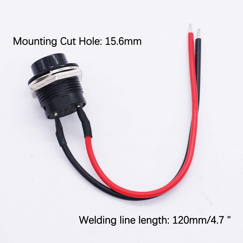 [Australia - AusPower] - Twidec/6Pcs SPST Momentary Push Button Switch AC250V/3A AC125V/6A Mini Off(ON) ON Black + Red with Pre-soldered Wires R13-507BKR-X Black+Red 
