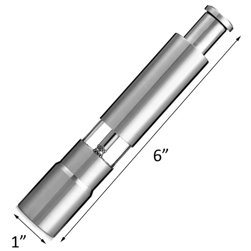 [Australia - AusPower] - [Set of 2] Premium Stainless Steel Salt Grinder & Pepper Mill Set for Peppercorns Sea Salt Himalayan Salt and Spices, Thumb Push Button for 1 Hand Operation 