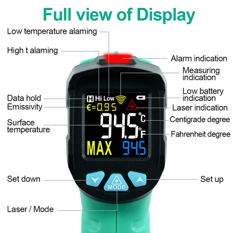 [Australia - AusPower] - Digital Infrared Thermometer Food Cooking Lase Temperature Gun for Outdoor Automotive /BBQ/Kitchen -58℉~1022℉ Non-Contact Industrial Infrared Thermometer Not for Human Body -58℉~1022℉ 