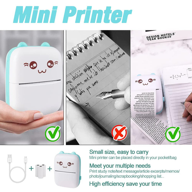 [Australia - AusPower] - Pocket Mini Printer Portable Wireless Bluetooth Thermal Printer Print Label Receipt Notes Journal Memo Photo BT Inkless Printing Thermal Printer for Study Home Office for Android iOS Smartphone Pink 