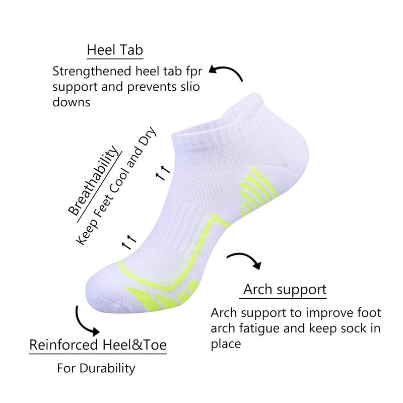 [Australia - AusPower] - Mens Ankle Athletic Low Cut Socks for Men Sports Running Cushion 6 Pack White(6 Pairs） 