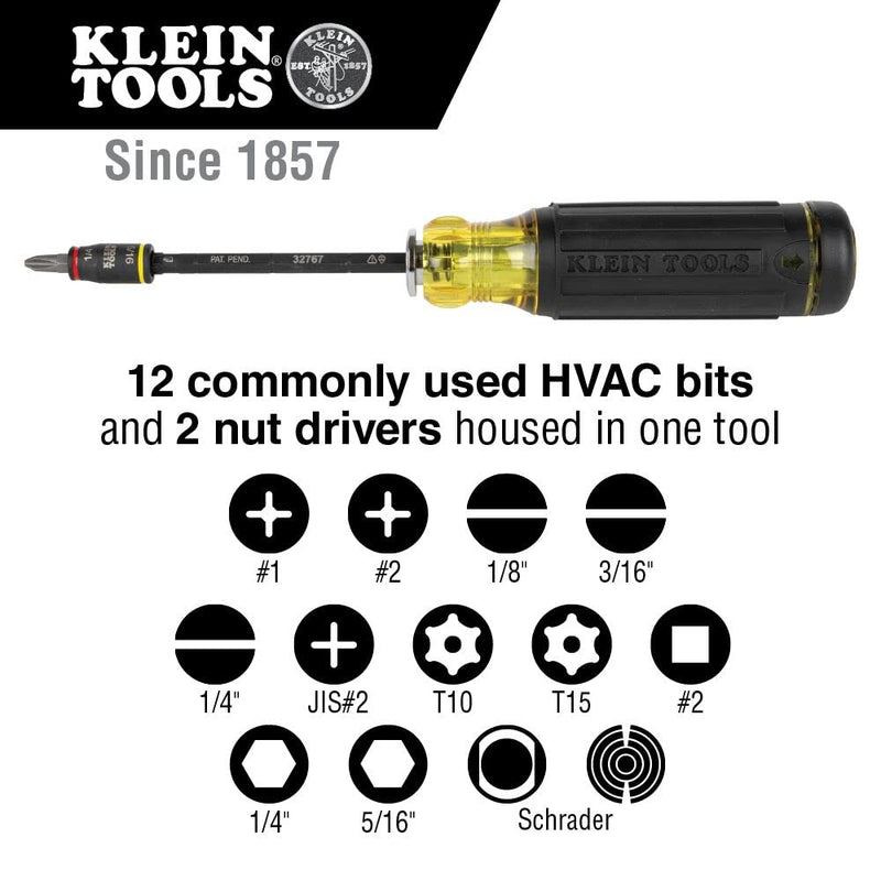 [Australia - AusPower] - Screwdriver, 14-in-1 Adjustable Screwdriver with Flip Socket, HVAC Nut Drivers and Bits, Impact Rated Klein Tools 32304 