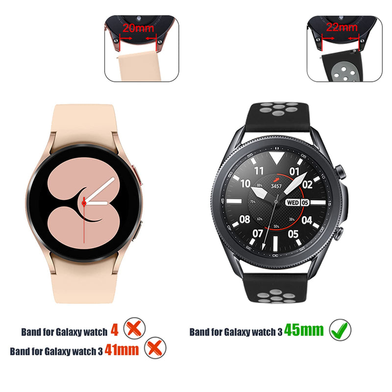 [Australia - AusPower] - Easuny Sport Band Compatible for Samsung Galaxy Watch 3 45mm/Galaxy Watch 46mm /Samsung Gear S3 Frontier, 22mm Quick Release Silicone Breathable Watch Strap Accessories, Black/Gray Small 