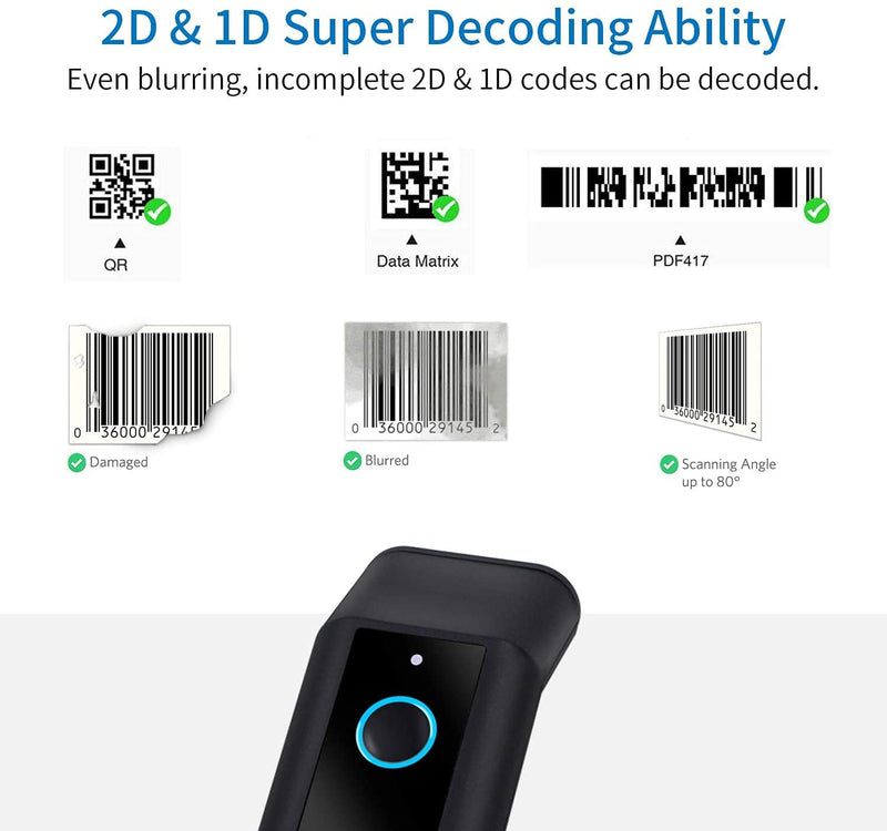 [Australia - AusPower] - Wireless Barcode Scanner, Compatible with 2.4G Wireless & Bluetooth Function & Wired Connection, Automatic Barcode Reader Handhold Bar Code Scanner with USB Receiver for Store,Supermarket, Warehouse R50 