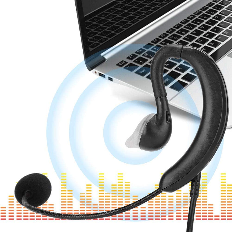[Australia - AusPower] - Bewinner1 Wired Ear-Hook Headset, USB Notebook Desktop Headphone Supports One-Key Mute for Skype/QQ/MSN, Portable Computer Earphone with Micphone for Training Teaching 