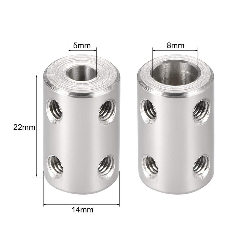 [Australia - AusPower] - uxcell 5mm to 8mm Bore Rigid Coupling Set Screw L22XD14 Stainless Steel,Shaft Coupler Connector,Motor Accessories,2pcs 