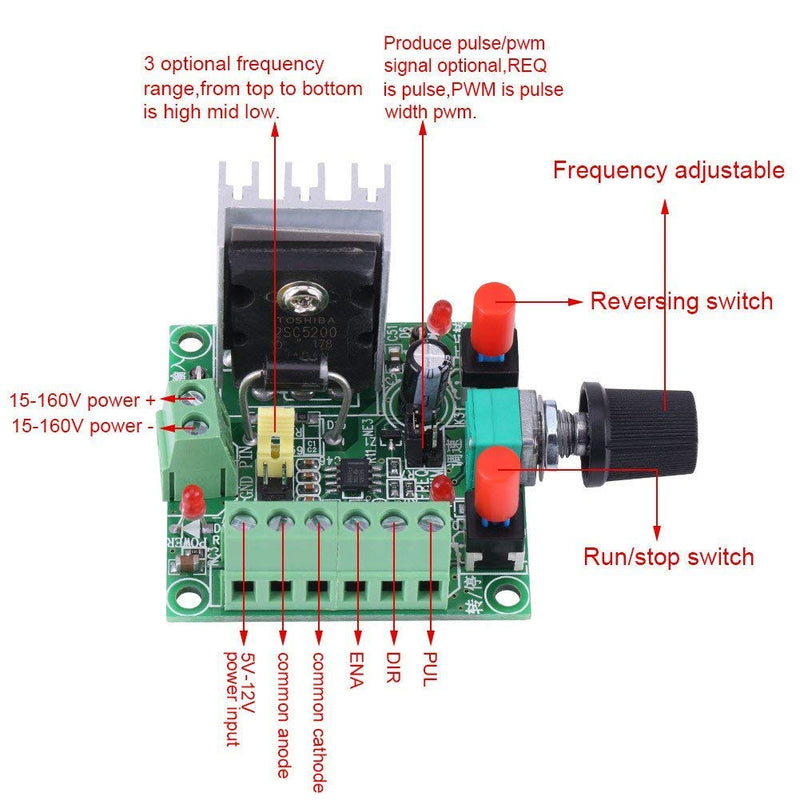 [Australia - AusPower] - DC 5-12V/15-160V Stepper Motor Drive,PWM Adjustable Stepper Motor Controller Signal Generator Speed Regulator 