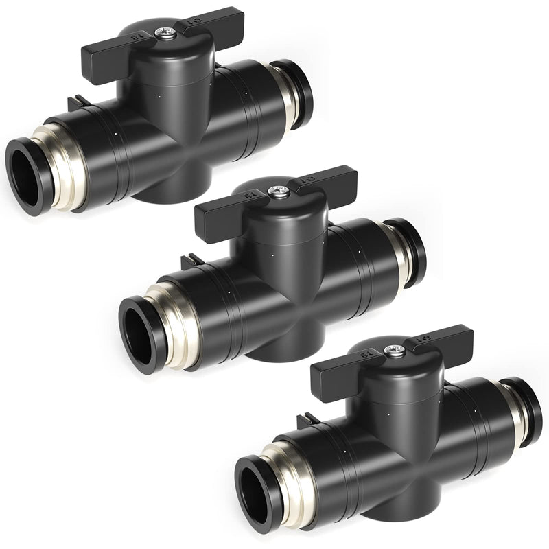 [Australia - AusPower] - TAILONZ PNEUMATIC BVU-3/8 OD Ball Valve Air Flow Control Valve Push to Connect Fitting (Pack of 3） 3/8 Inch 