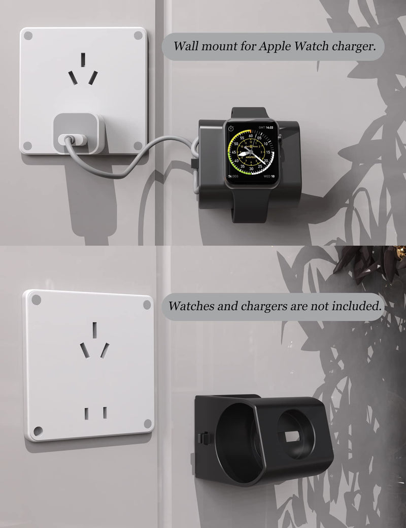 [Australia - AusPower] - Wall Stand for Apple Watch Charger Fit for Apple Watch Wall Mount Bedside Watch Charger Holder Dock for iWatch Series Ultra,8,SE2,7,6,SE,5,4,3,2,1and More Damage-Free Self Adhesive (Black) Black 