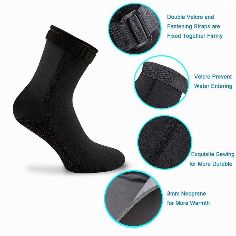[Australia - AusPower] - ReHaffe Water Neoprene Socks 3mm Sand Volleyball Socks Anti Slip Diving Booties for Men Women Youth Kids Swimming Surfing Snorkeling Spearfishing Wadeing and Water Sports X-Large 