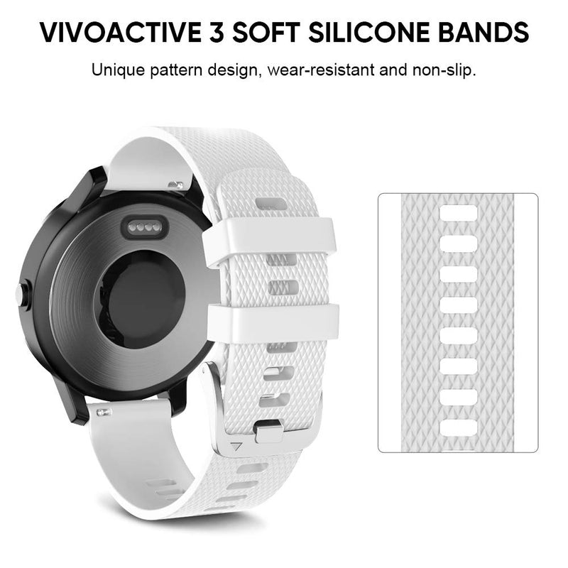 [Australia - AusPower] - NotoCity for Garmin Vivoactive 3 Band, 20mm Quick Release Silicone Replacement Band for Garmin Vivoactive 3/Galaxy Active 2 40/44mm/Samsung Gear Sport/Galaxy Watch 42mm/Garmin Venu(white S) WHITE Small (7.08-8.26") 