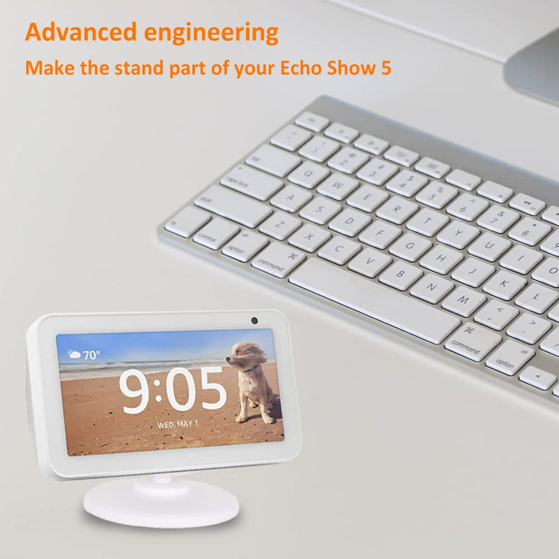 [Australia - AusPower] - AutoSonic Stand for Echo Show 5 (1st Gen and 2nd Gen) | Adjustable Design Compatible with Alexa Show 5 | Magnetic,Swivel and Tilt | White 