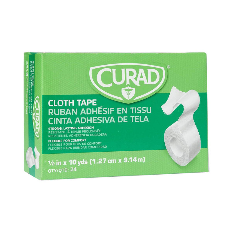 [Australia - AusPower] - CURAD Cloth Silk Adhesive Medical Tape, 1/2 Inch x 10 Yard Roll, Box of 24 