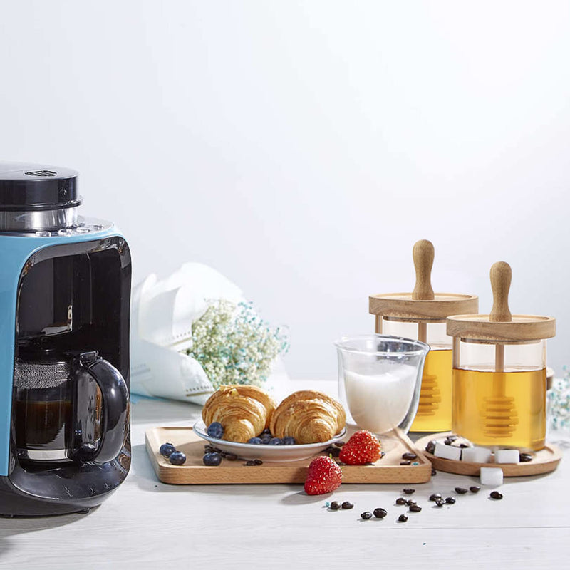 [Australia - AusPower] - HAPPi STUDIO Airtight Honey Pot - 13 Oz Honey Jar - Honey Jar and Dipper Set - Honey Jars with Dipper - Honey Dipper Stick and Jar Set - Honey Dispenser - Honey Containers - Glass Honey Holder 