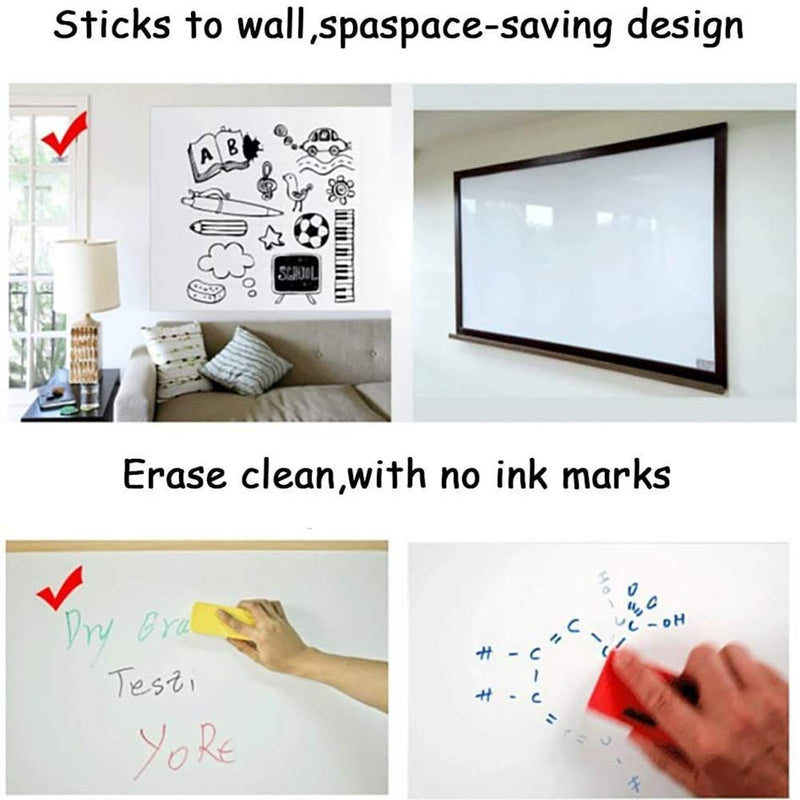 [Australia - AusPower] - White Board Wall Sticker Roll Dry Erase Board Markers Included Adhesive White Board Wallpaper for Office & Kids Room Peel and Stick Paper Decal 17.7"x78.7" 17.7x78.7in 