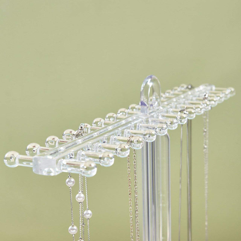 [Australia - AusPower] - STORi Clear Plastic Necklace Holder | Store 30 Individual Necklaces on the Pegs and Sort Small Jewelry in the Bottom Divided Organizer Tray | Made in USA 