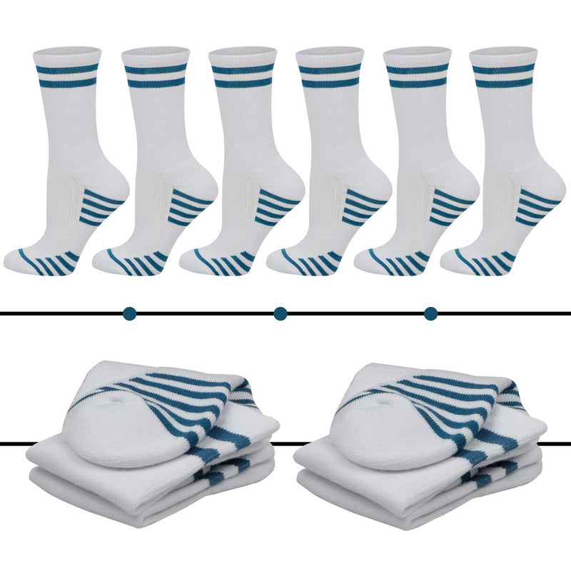 [Australia - AusPower] - FUNDENCY Women's Athletic Crew Socks 6 Pack, Running Breathable Cushion Socks with Arch Support White One Size 