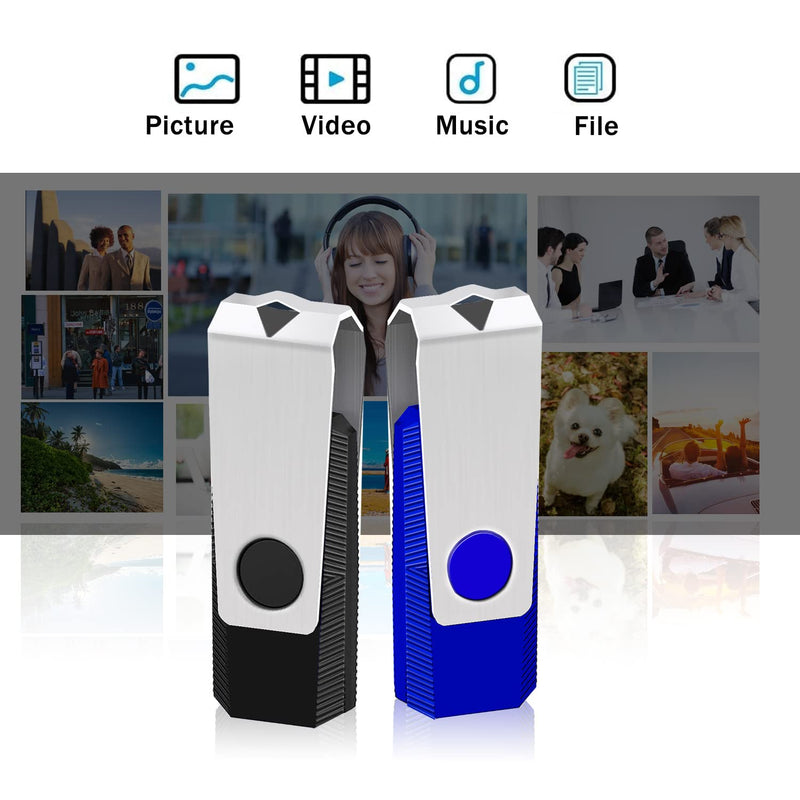 [Australia - AusPower] - 2GB USB 2.0 Flash Drive 2 Pack Wooolken Thumb Drives Jump Pen Drive Memory Stick with LED Light and Lanyards for Storage and Backup(2G, 2 Colors: Black Blue) 2GB 2 PCS 