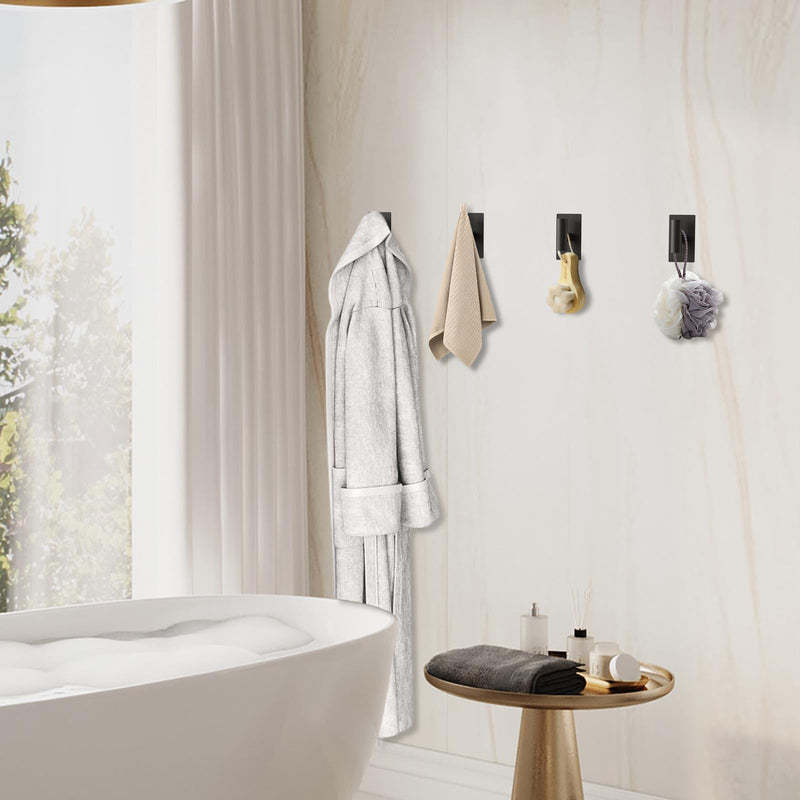 [Australia - AusPower] - POSHGRAND Bathroom Towel Hook for Bathrooms Adhesive, Matte Black Wall Mounted Hooks Heavy Duty for Robe/Coat/Closet/Kitchen (4 Packs) 03 