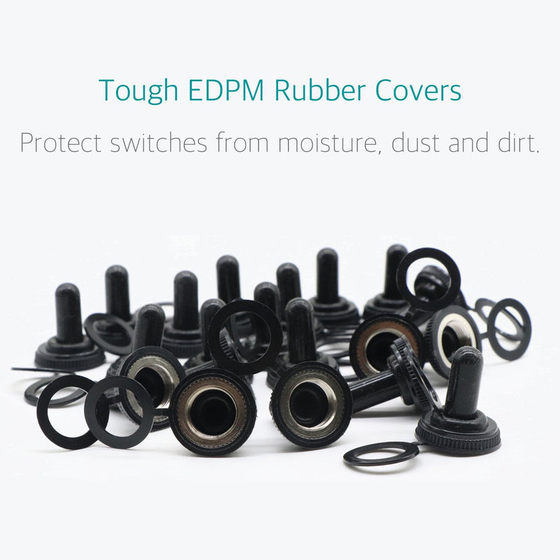 [Australia - AusPower] - Lantee EDPM Rubber Electrical Toggle Switch Cover Weatherproof Protector Boot,12 mm Thread Diameter, Pack of 20 