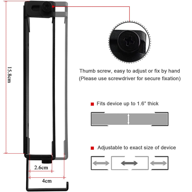 [Australia - AusPower] - IFCASE Aluminum Wall Laptop Mount Holder for MacBook Air, Pro, Surface, iPad, Tablets, Cell Phones with Headphone Hook, Anti-Scratch Pads, Adhesive & Screws (Black) Black 
