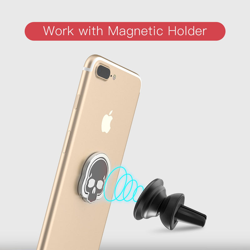 [Australia - AusPower] - homEdge Cell Phone Skull Ring Grip, Set of 2 Packs 360° Adjustable Finger Ring Holder, Suitable for Magnetic Car Mount Kickstand for Cell Phone-Black and White Black and White 
